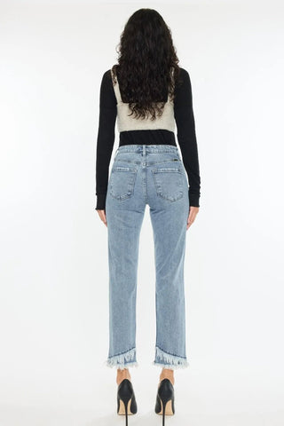 Kancan Raw Hem High Rise Straight Jeans - Just Believe Boutique