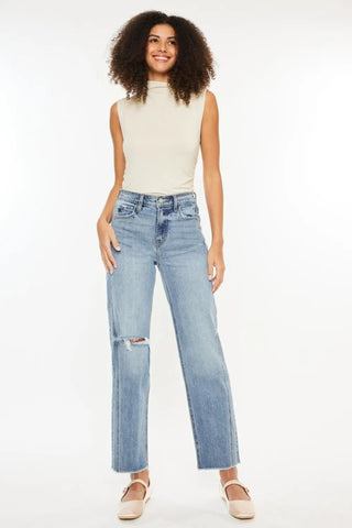Kancan Ultra High Rise Distressed Straight Jeans - Just Believe Boutique