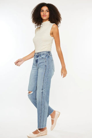 Kancan Ultra High Rise Distressed Straight Jeans - Just Believe Boutique