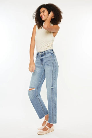 Kancan Ultra High Rise Distressed Straight Jeans - Just Believe Boutique