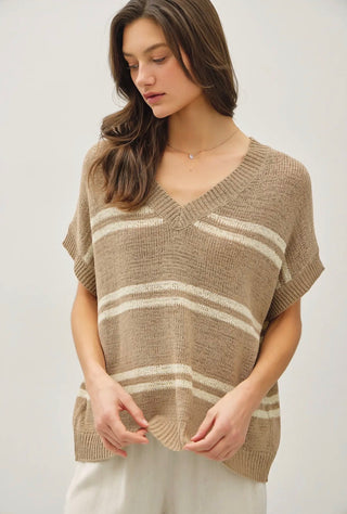 KHAKI STRIPED SWEATER