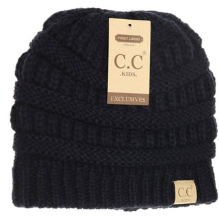 Kids Solid Fuzzy Lined CC Beanie - Just Believe Boutique