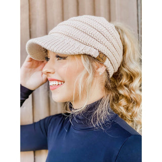Knit Beanie Tail CC Cap - Just Believe Boutique