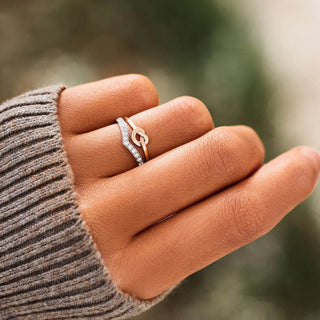 Knotted Heart Shape Inlaid Zircon Ring - Just Believe Boutique
