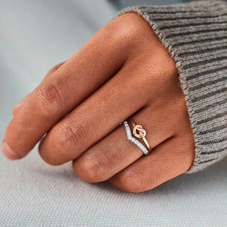 Knotted Heart Shape Inlaid Zircon Ring - Just Believe Boutique