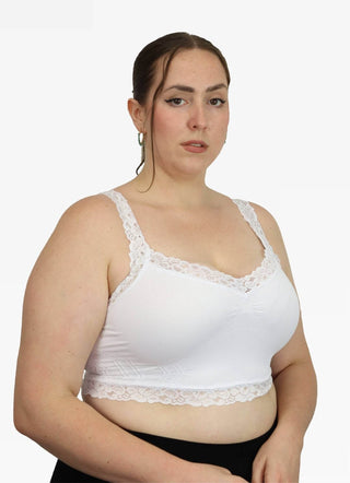 Lace Bralette - Curvy Fit: White - Just Believe Boutique