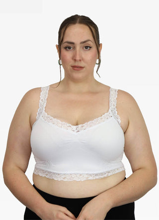 Lace Bralette - Curvy Fit: White - Just Believe Boutique