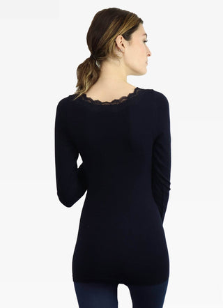 Lace Trim Long Sleeve: White - Just Believe Boutique