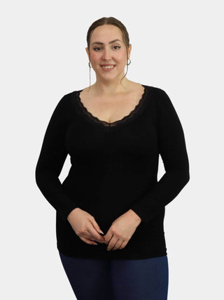 Lace Trim Long Sleeve: White - Just Believe Boutique