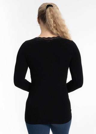 Lace Trim Long Sleeve: White - Just Believe Boutique