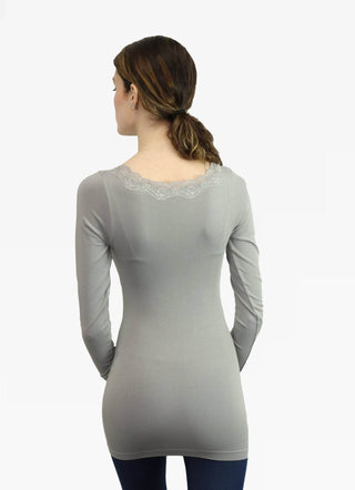 Lace Trim Long Sleeve: White - Just Believe Boutique