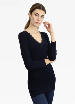 Lace Trim Long Sleeve: White - Just Believe Boutique