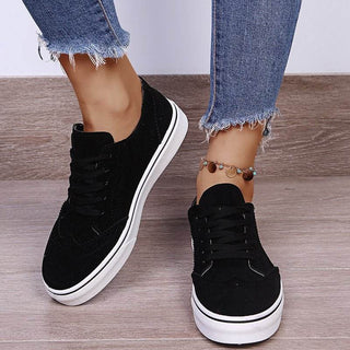 Lace-Up Suedette Flat Sneakers - Just Believe Boutique