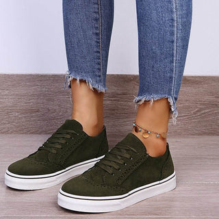 Lace-Up Suedette Flat Sneakers - Just Believe Boutique