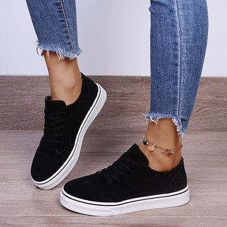 Lace-Up Suedette Flat Sneakers - Just Believe Boutique