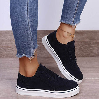 Lace-Up Suedette Flat Sneakers - Just Believe Boutique