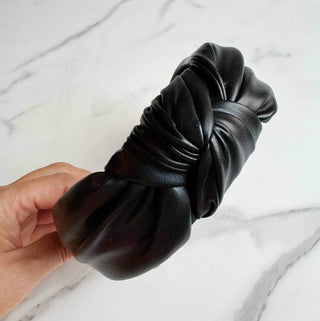 Leather Better Knotted Headband: Black - Just Believe Boutique