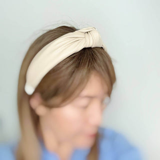 Leather Better Knotted Headband: Ivory - Just Believe Boutique