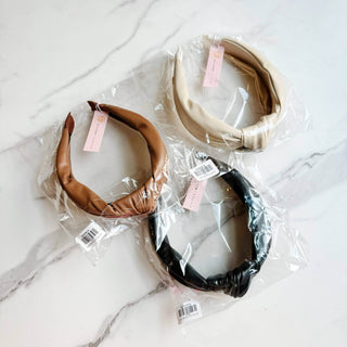 Leather Better Knotted Headband: Ivory - Just Believe Boutique