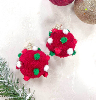 Let It Snow Red Pom Pom Earrings - Just Believe Boutique