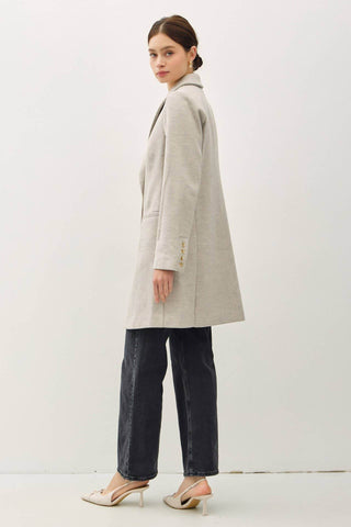 LIGHT CHEVRON PATTERN DOUBLE BUTTON COAT - Just Believe Boutique