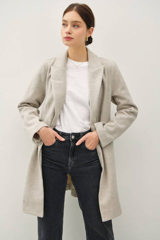 LIGHT CHEVRON PATTERN DOUBLE BUTTON COAT - Just Believe Boutique