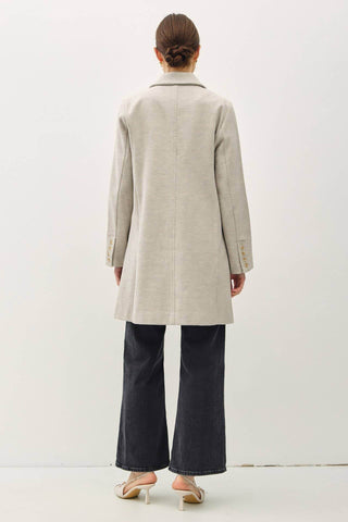 LIGHT CHEVRON PATTERN DOUBLE BUTTON COAT - Just Believe Boutique