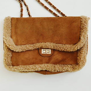 Luxe Deluxe Chain Shoulder Bag: Teddy Brown - Just Believe Boutique