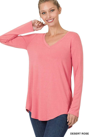 Luxe Rayon Long - Sleeve Top - Just Believe Boutique