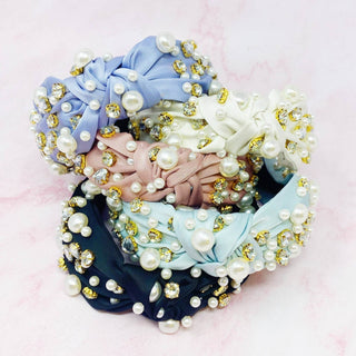 My Winslet Jeweled Satin Headband: Noble Pink - Just Believe Boutique