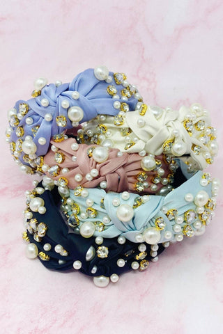 My Winslet Jeweled Satin Headband: Noble Pink - Just Believe Boutique