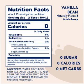 Naturally Sweetened Vanilla Bean Syrup - 375ml - Just Believe Boutique