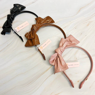 Patent Double Bow Headband: Pink - Just Believe Boutique
