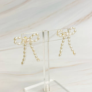 Pearl Bow Ballerina Earrings - Just Believe Boutique