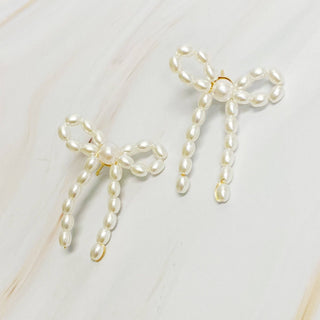 Pearl Bow Ballerina Earrings - Just Believe Boutique