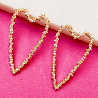 Pearl Encrusted Heart Earrings - Just Believe Boutique