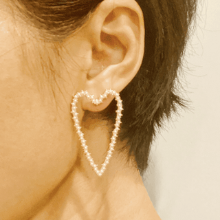 Pearl Encrusted Heart Earrings - Just Believe Boutique