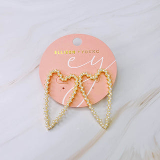 Pearl Encrusted Heart Earrings - Just Believe Boutique