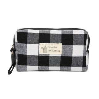 PLAID ZIPPER COSMETIC BAG - Just Believe Boutique
