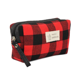 PLAID ZIPPER COSMETIC BAG - Just Believe Boutique