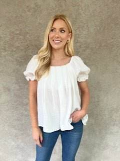 Pleated Front Gauze Blouse - Just Believe Boutique