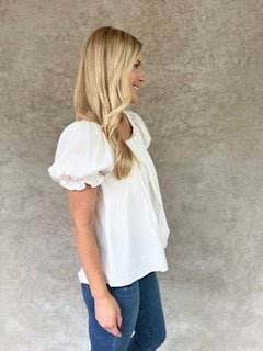 Pleated Front Gauze Blouse - Just Believe Boutique
