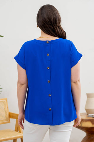 PLUS FLORAL EYELET LACE TOP: BLUE - Just Believe Boutique