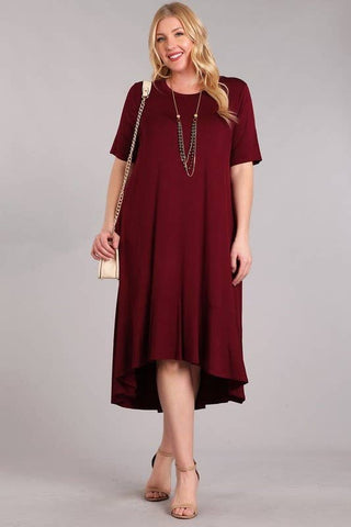 Plus Knit Solid Jersey Ruffled Maxi Dress - Just Believe Boutique