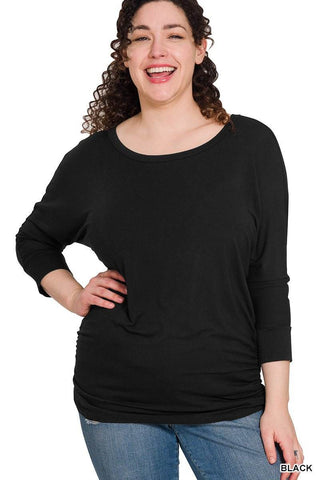 Plus Luxe Rayon Boat Neck Dolman* - Just Believe Boutique