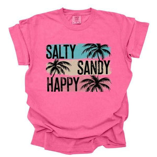 Plus Salty Sandy Happy Palm Trees Summer Tee - Just Believe Boutique