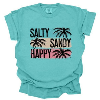 Plus Salty Sandy Happy Palm Trees Summer Tee - Just Believe Boutique