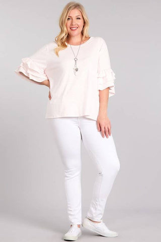 Plus Size Ruffle Sleeve Top - Just Believe Boutique