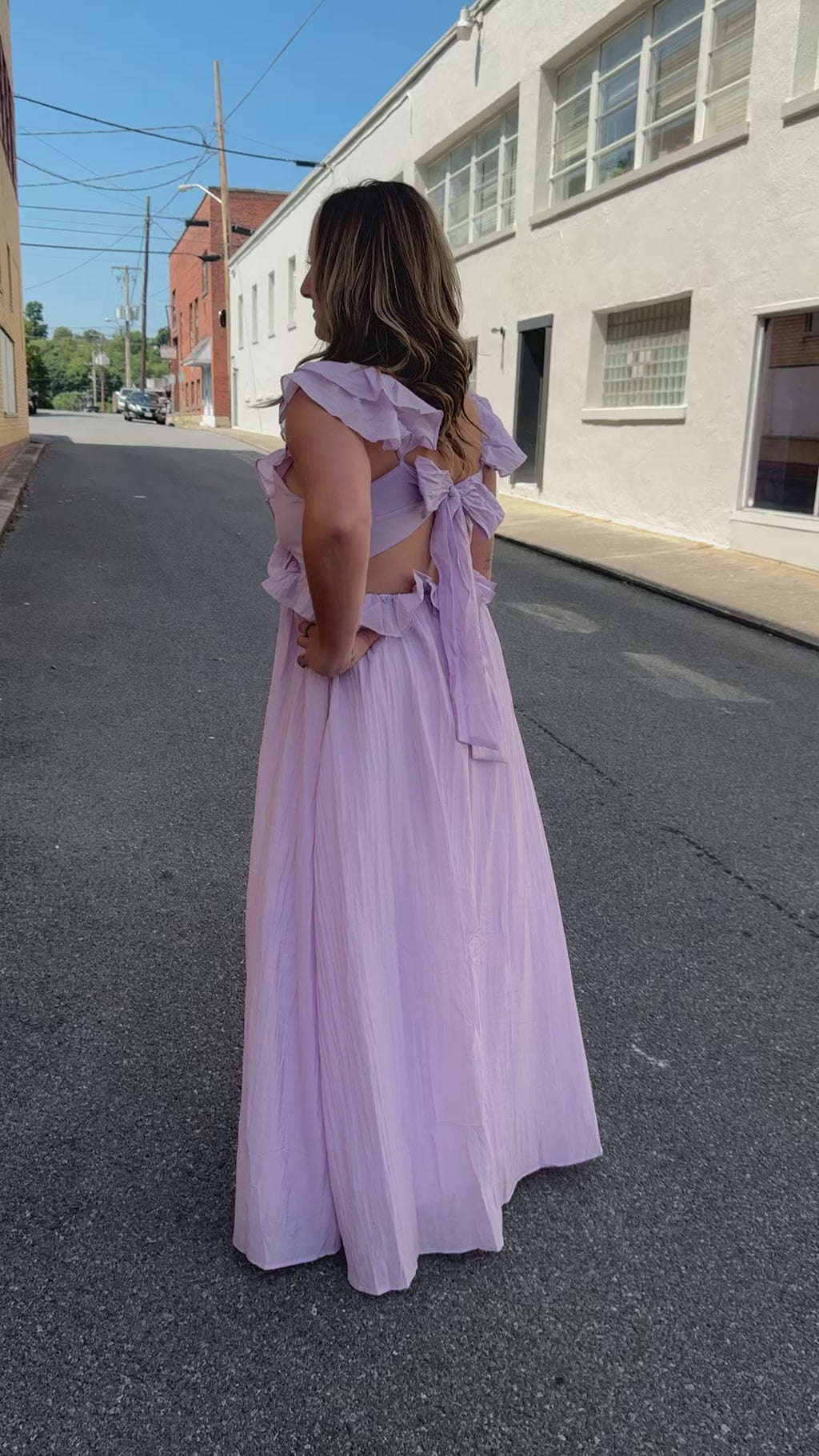 Lavender cross front dress