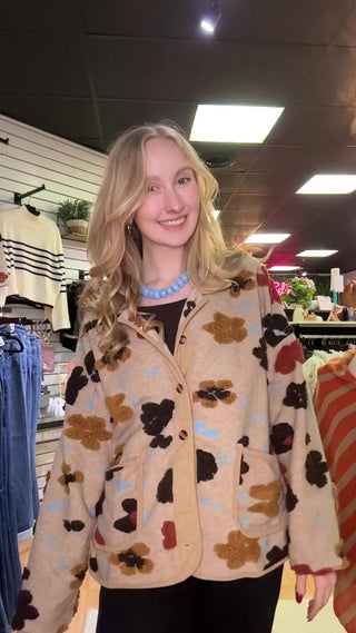 Corduroy Puff Flower Color Block Jacket – video